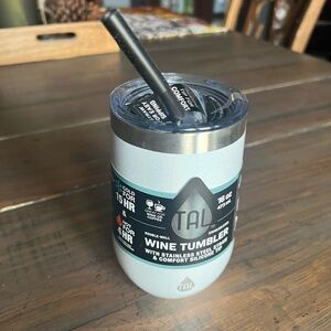 TAL wine tumbler with straw New- 16 oz - white